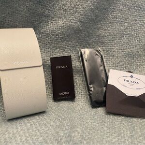 Big Prada White Sunglass case with cloth/card and pamphlet